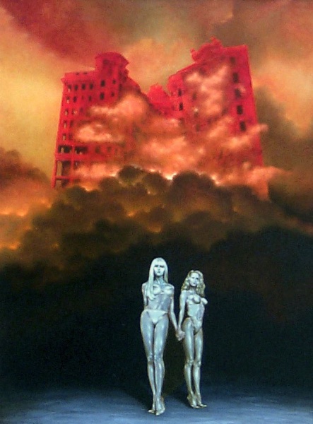 Burzenie metodą implozji, obraz Mariusza Zdybała, 1999