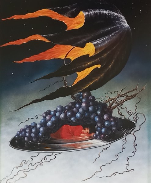 Winogrona, obraz Mariusza Zdybała, 1995