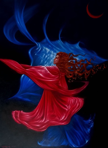 Księżycowa, obraz Mariusza Zdybała, z cyklu Loie Fuller, 2025