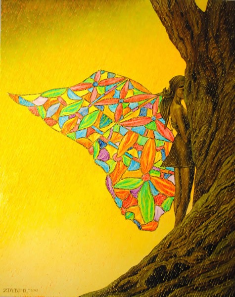 Lemon rain II, obraz Mariusza Zdybała, 2002