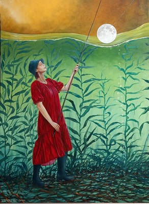 Moon hunter, obraz Mariusza Zdybała, 2024