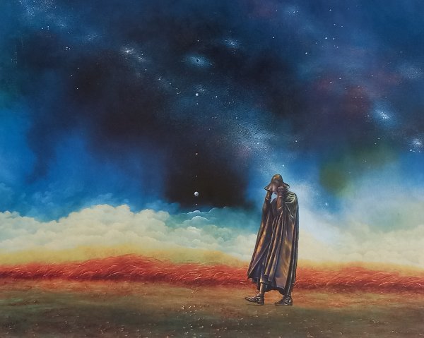 Wędrowiec, obraz Mariusza Zdybała, 1995